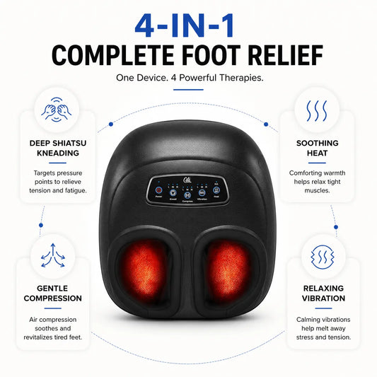 4-in-1 Shiatsu Foot Massager with Heat, Vibration, Deep Kneading, and Compress