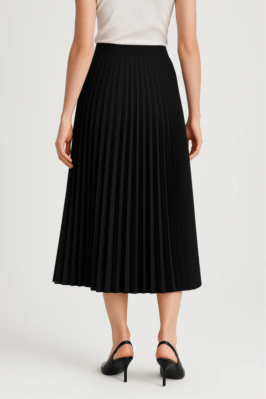 Elegant Pleated Midi Skirt with High-Waist Design for Timeless Style 1