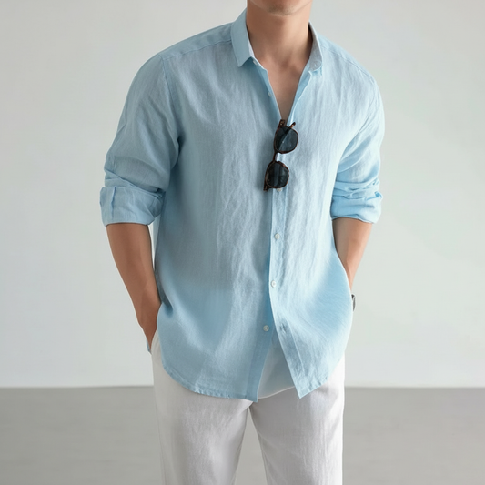 Men's Lightweight Linen Henley Shirt | Casual Tailored Summer Top 1