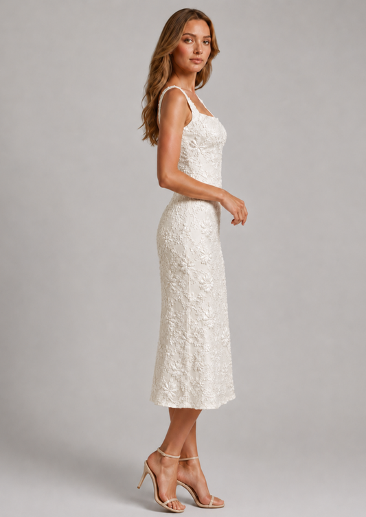 Women's Floral Lace Midi Dress | Elegant Sleeveless A-Line Summer Dress 1