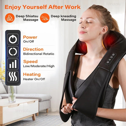 Deep Kneading Shiatsu Neck and Shoulder Massager with Heat