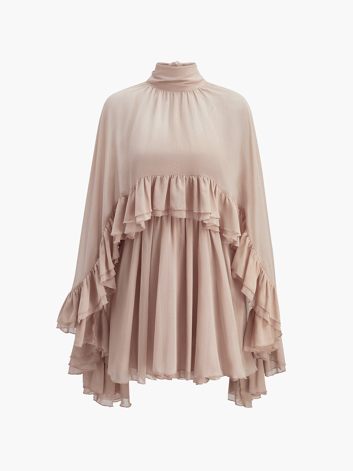 Chic Collection | White Midi Dress for Women with Ruffle Mock Neck | Elegant Style for Effortless Comfort 6