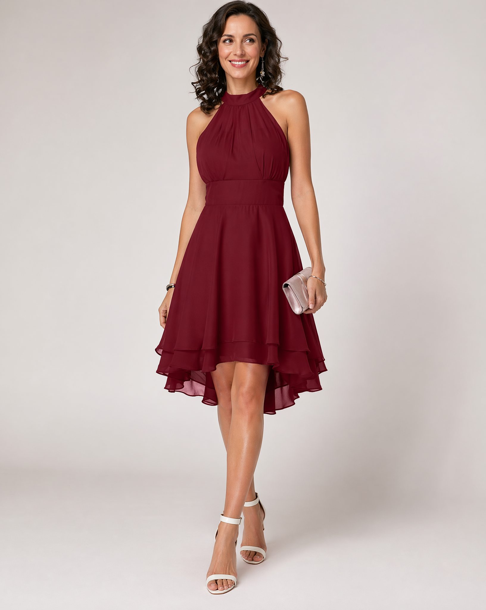 Chic Collection | Women's Halter Cocktail Dress with Tiered Skirt | Flattering Fit for Special Occasions 1