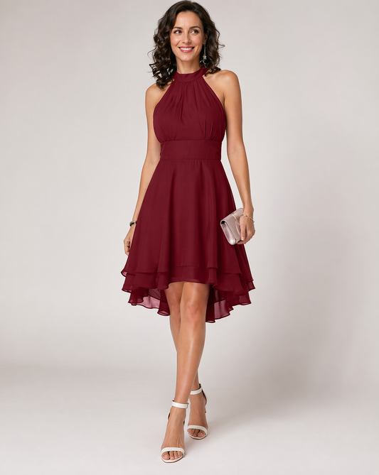 Chic Collection | Women's Halter Cocktail Dress with Tiered Skirt | Flattering Fit for Special Occasions 1
