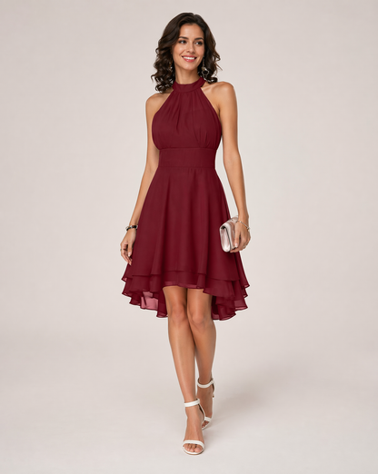 Chic Collection | Women's Halter Cocktail Dress with Tiered Skirt | Flattering Fit for Special Occasions 4