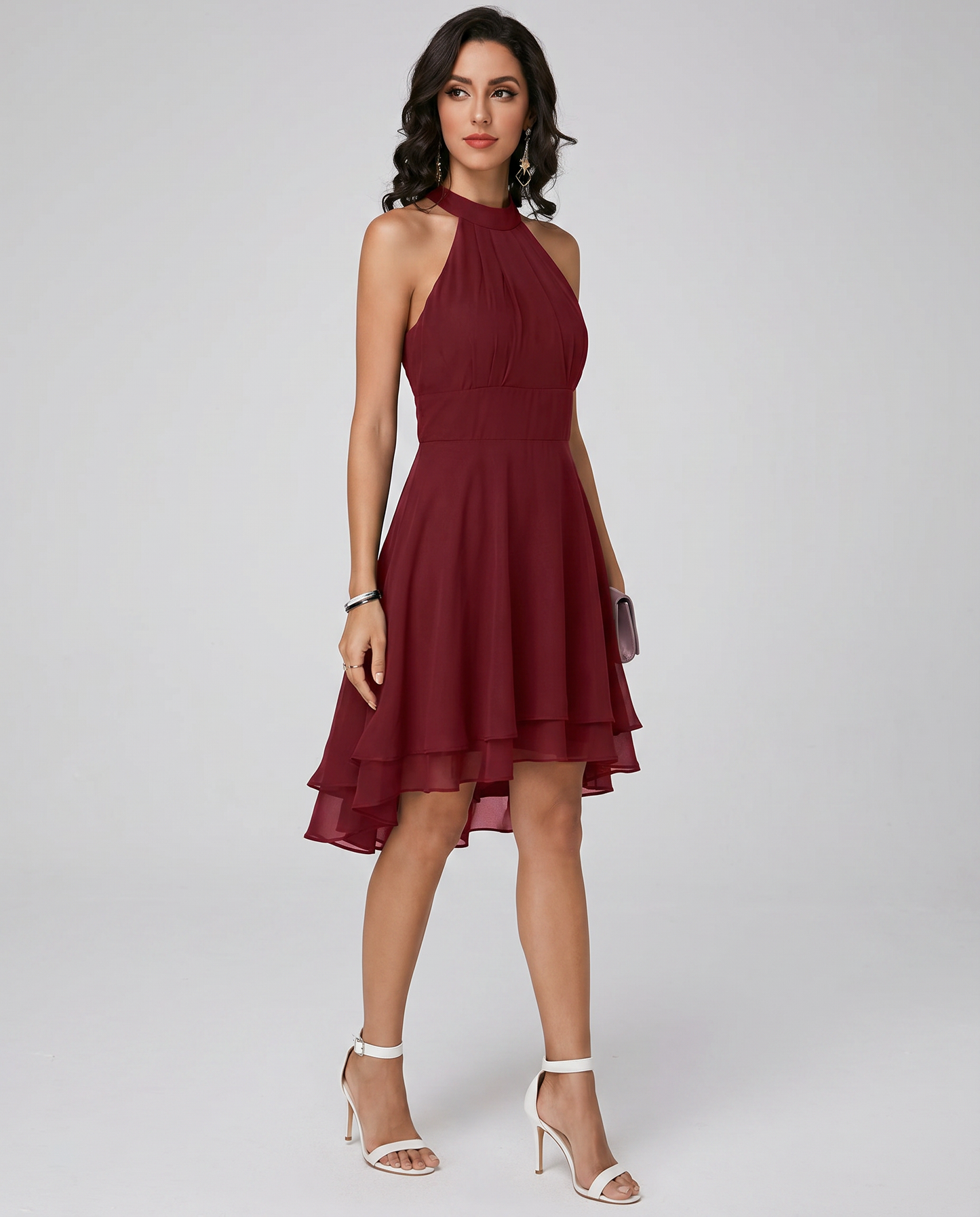 Chic Collection | Women's Halter Cocktail Dress with Tiered Skirt | Flattering Fit for Special Occasions 5