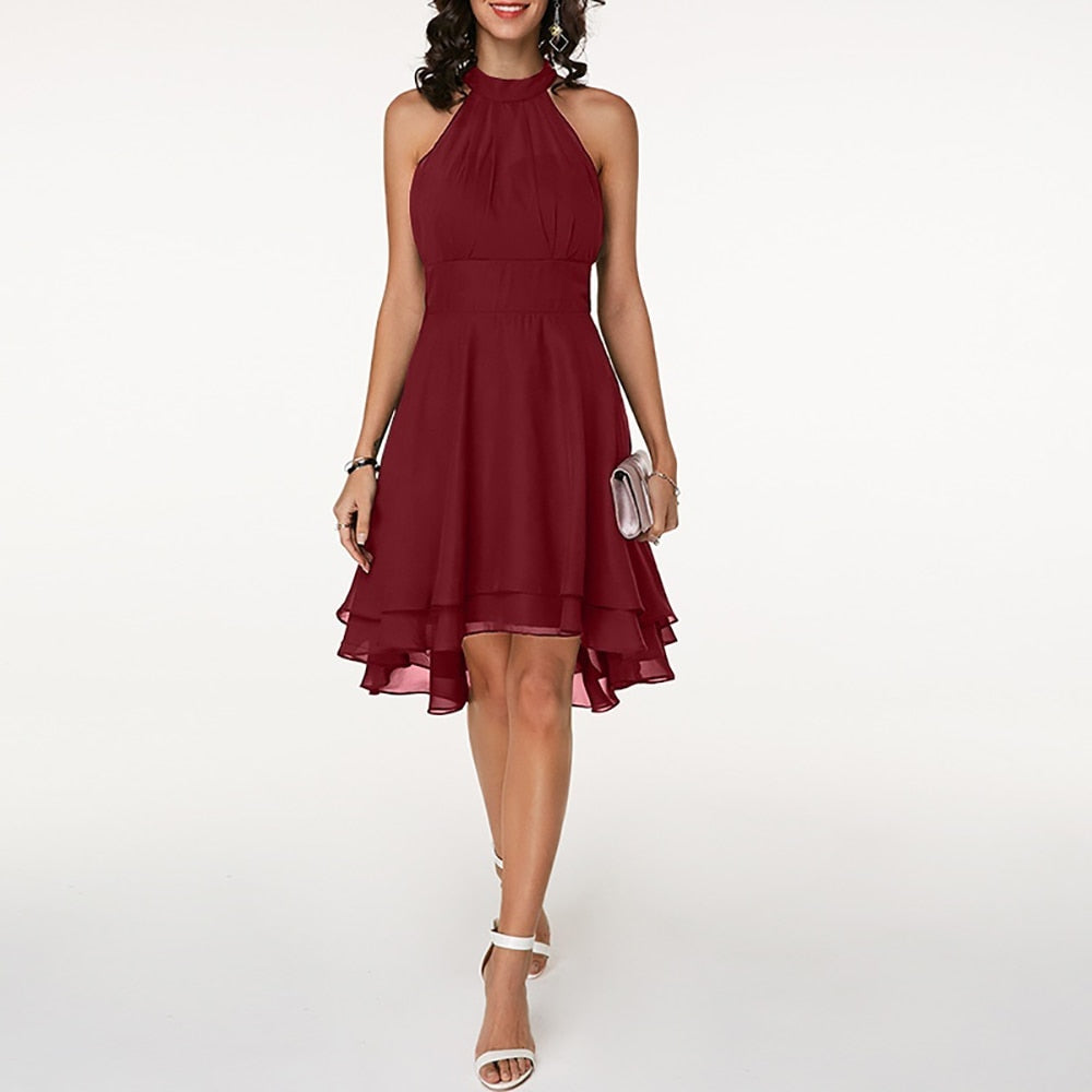 Chic Collection | Women's Halter Cocktail Dress with Tiered Skirt | Flattering Fit for Special Occasions 7
