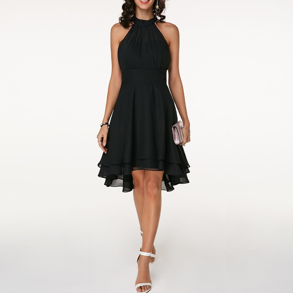 Chic Collection | Women's Halter Cocktail Dress with Tiered Skirt | Flattering Fit for Special Occasions 9