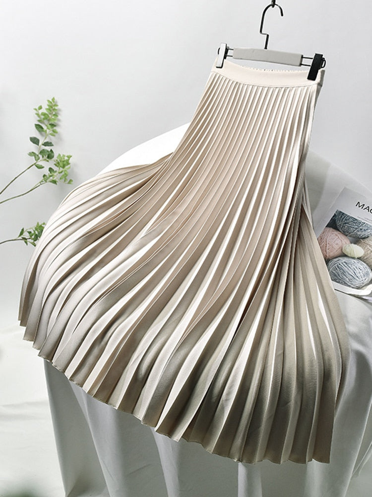 Chic Collection | Women's Midi Skirt with High Waist & Elegant Pleats | Versatile Style for Every Occasion 0