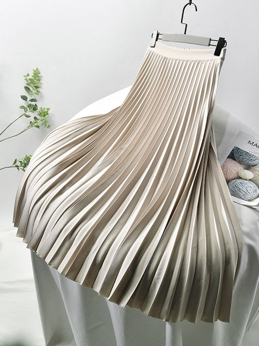 Chic Collection | Women's Midi Skirt with High Waist & Elegant Pleats | Versatile Style for Every Occasion 0