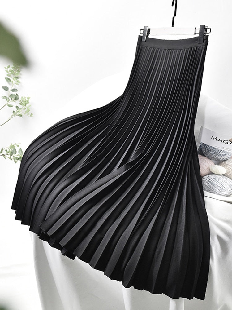 Chic Collection | Women's Midi Skirt with High Waist & Elegant Pleats | Versatile Style for Every Occasion 1