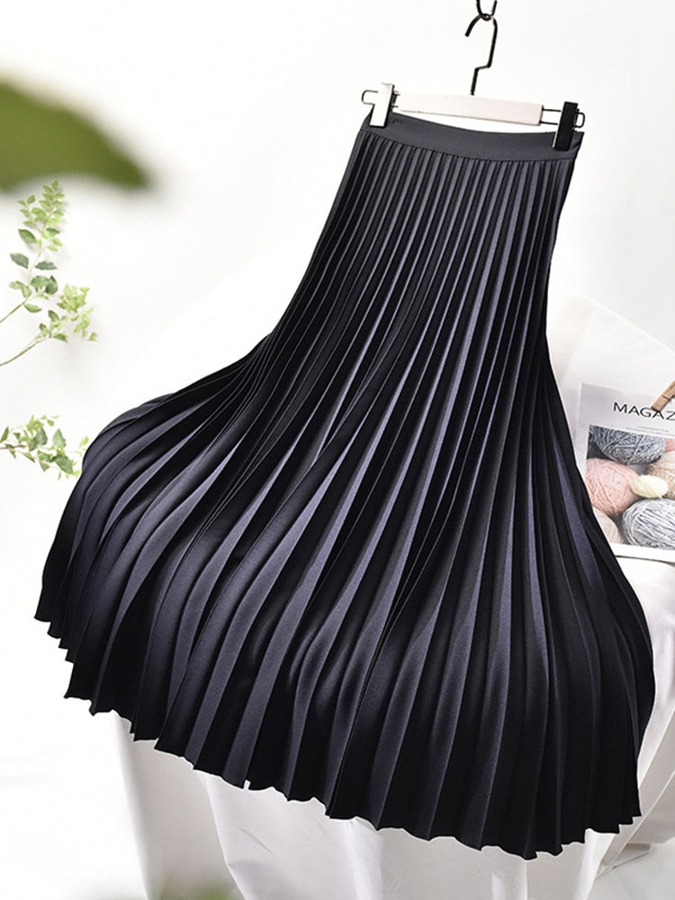 Chic Collection | Women's Midi Skirt with High Waist & Elegant Pleats | Versatile Style for Every Occasion 3