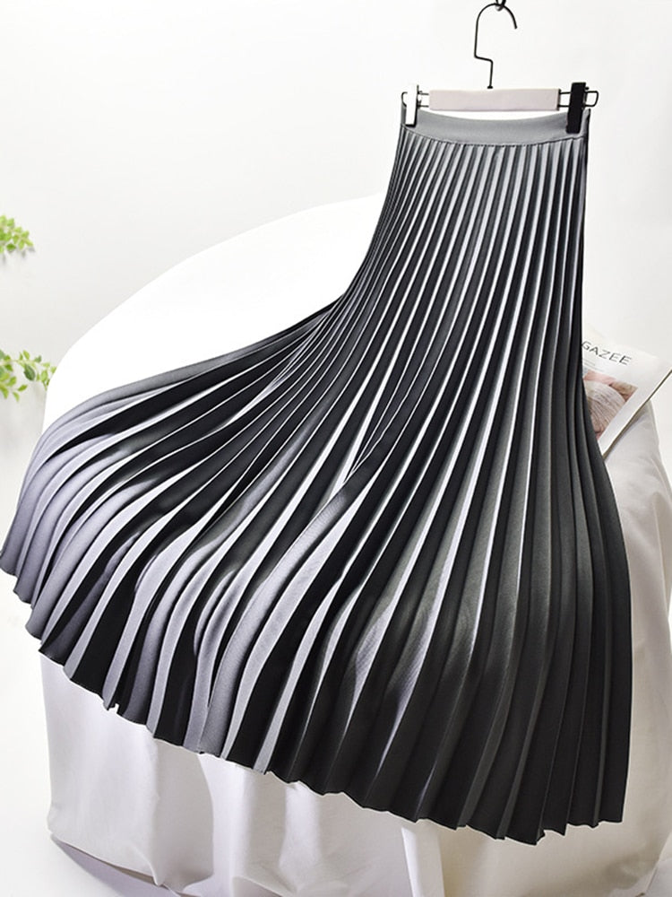 Chic Collection | Women's Midi Skirt with High Waist & Elegant Pleats | Versatile Style for Every Occasion 4