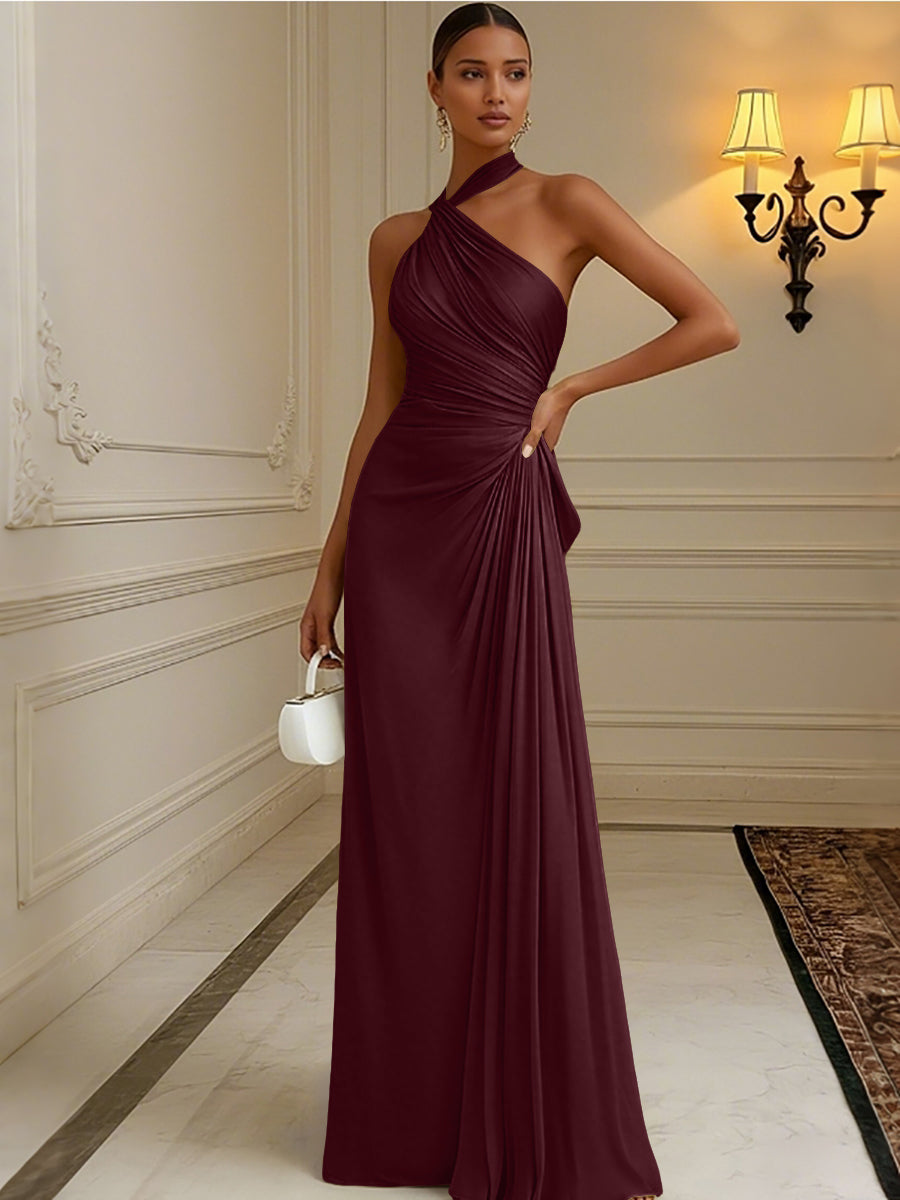 Elegant A-Line Chiffon Formal Dress with Halter Neckline | Floor-Length Evening Gown for Timeless Style 23
