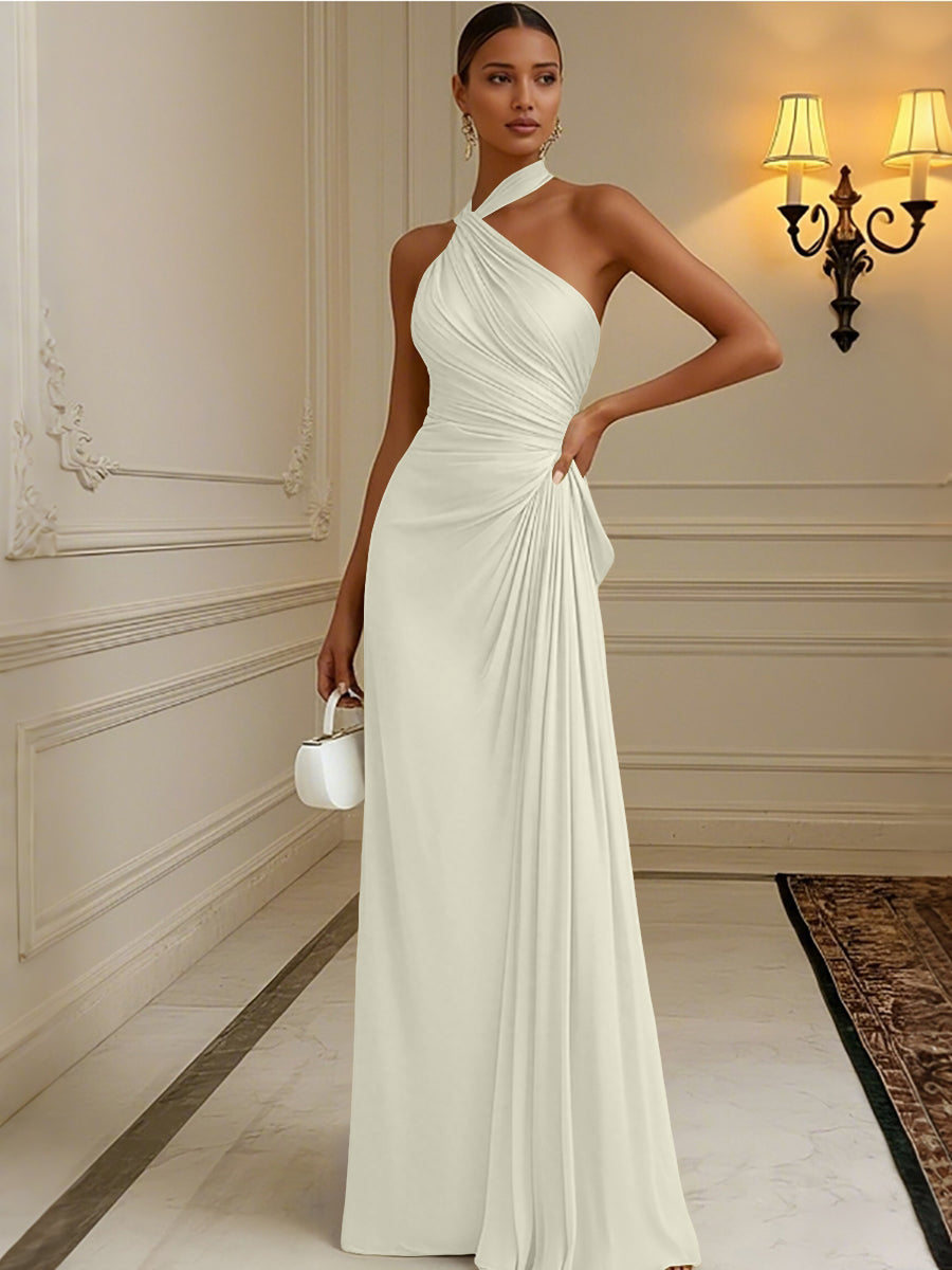 Elegant A-Line Chiffon Formal Dress with Halter Neckline | Floor-Length Evening Gown for Timeless Style 5
