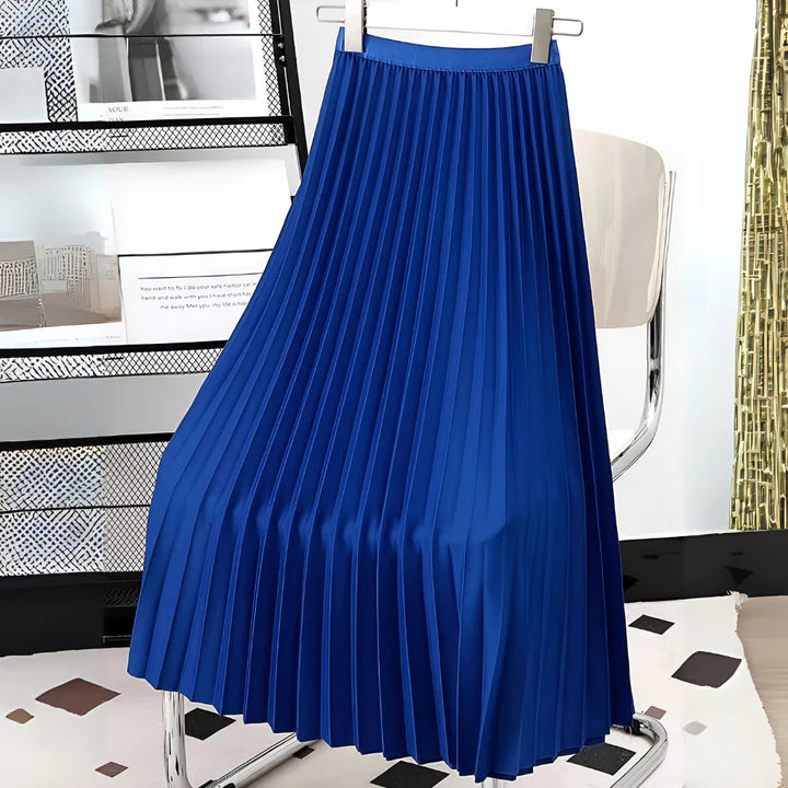 Elegant Collection | Black Satin Midi Skirt with Pleated Design | Versatile Piece for Day to Evening Wear 5