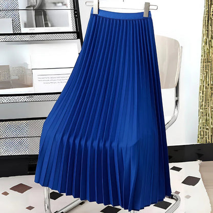 Elegant Collection | Black Satin Midi Skirt with Pleated Design | Versatile Piece for Day to Evening Wear 5