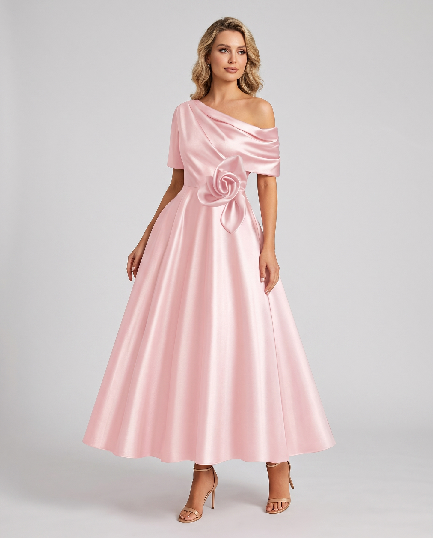 Elegant Collection | Floral Maxi Dress with One Shoulder Neckline | Flowing A-Line Silhouette for Formal Occasions 0