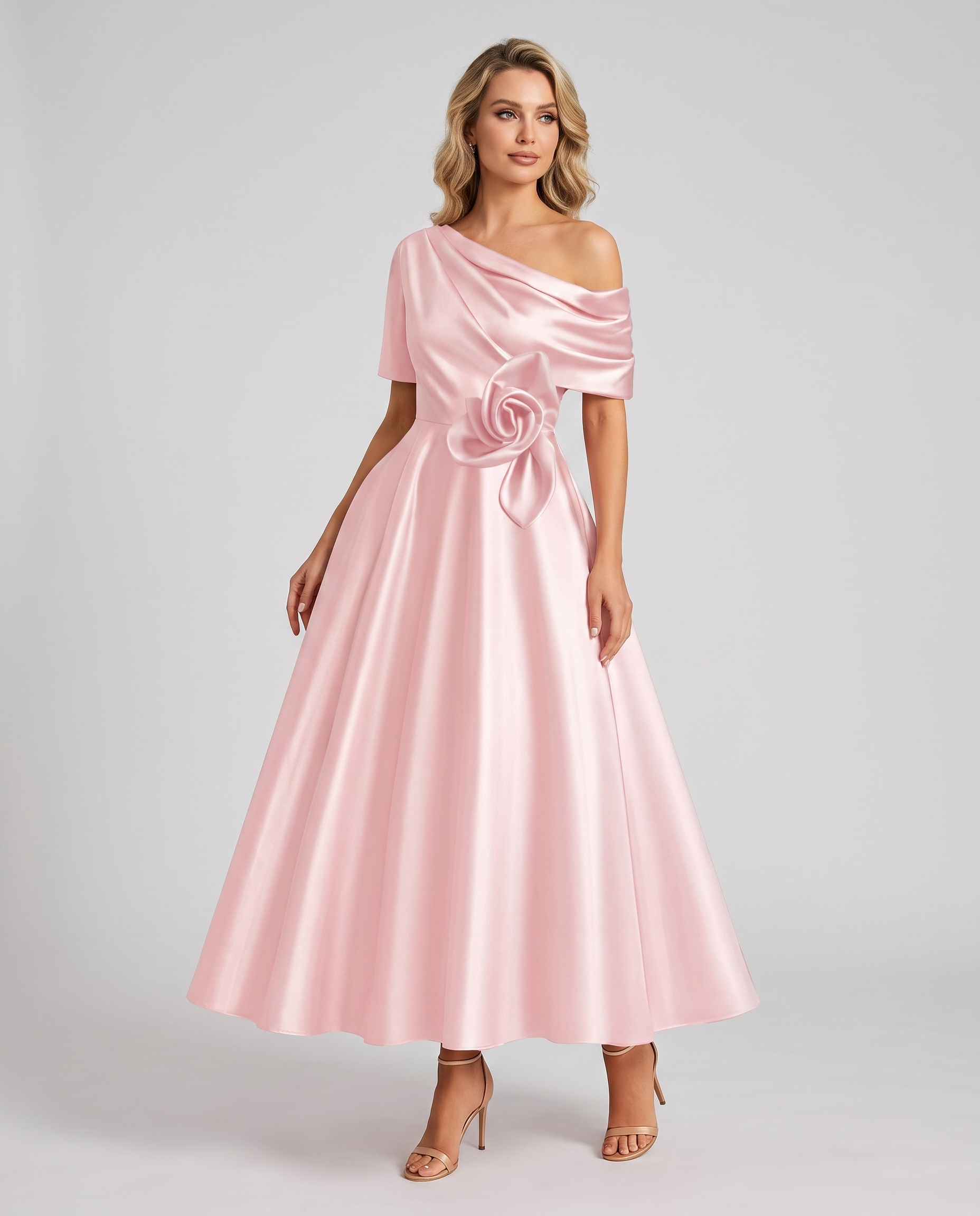 Elegant Collection | Floral Maxi Dress with One Shoulder Neckline | Flowing A-Line Silhouette for Formal Occasions 0