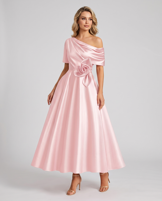 Elegant Collection | Floral Maxi Dress with One Shoulder Neckline | Flowing A-Line Silhouette for Formal Occasions 0