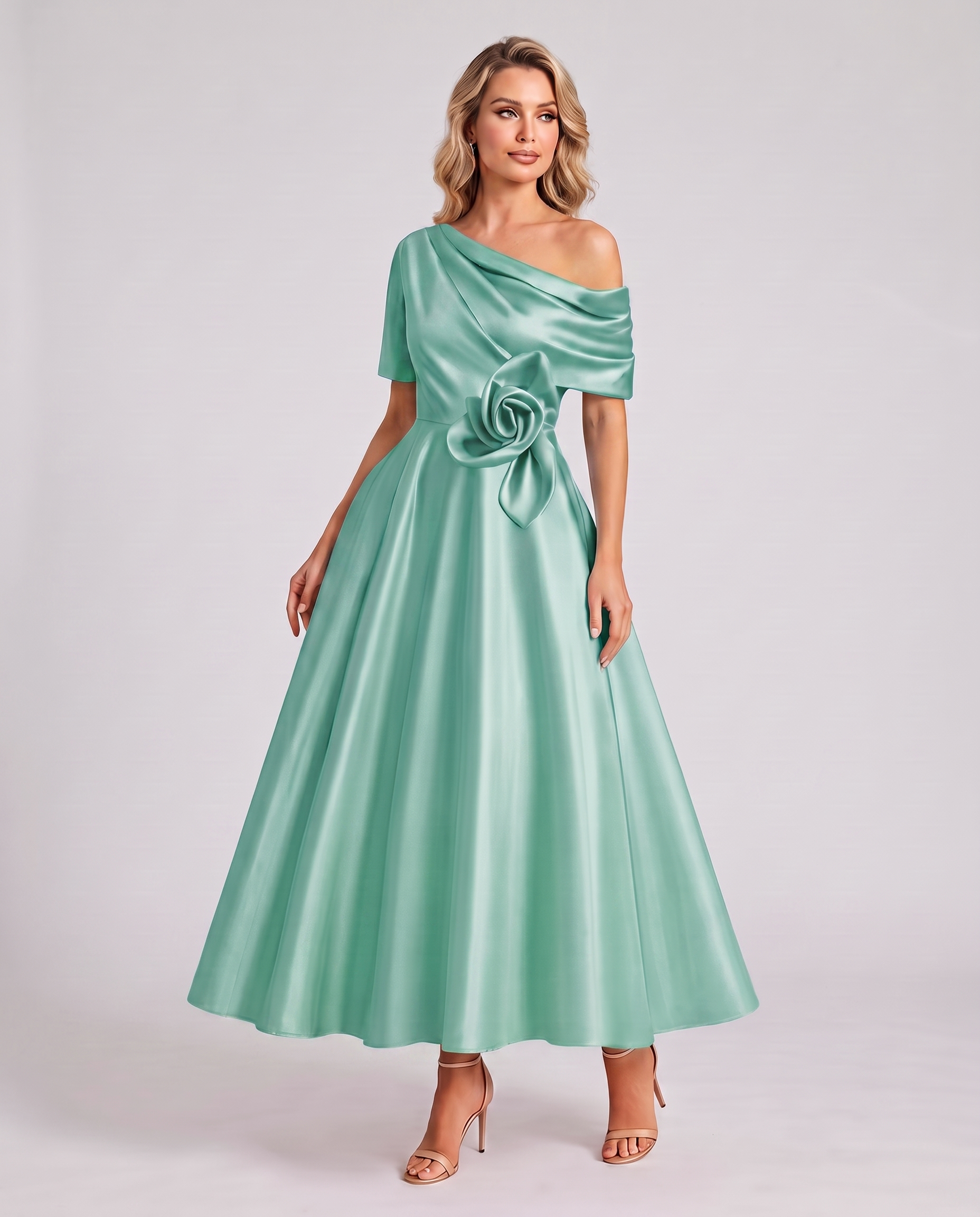 Elegant Collection | Floral Maxi Dress with One Shoulder Neckline | Flowing A-Line Silhouette for Formal Occasions 10