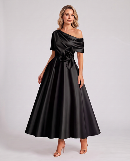 Elegant Collection | Floral Maxi Dress with One Shoulder Neckline | Flowing A-Line Silhouette for Formal Occasions 11