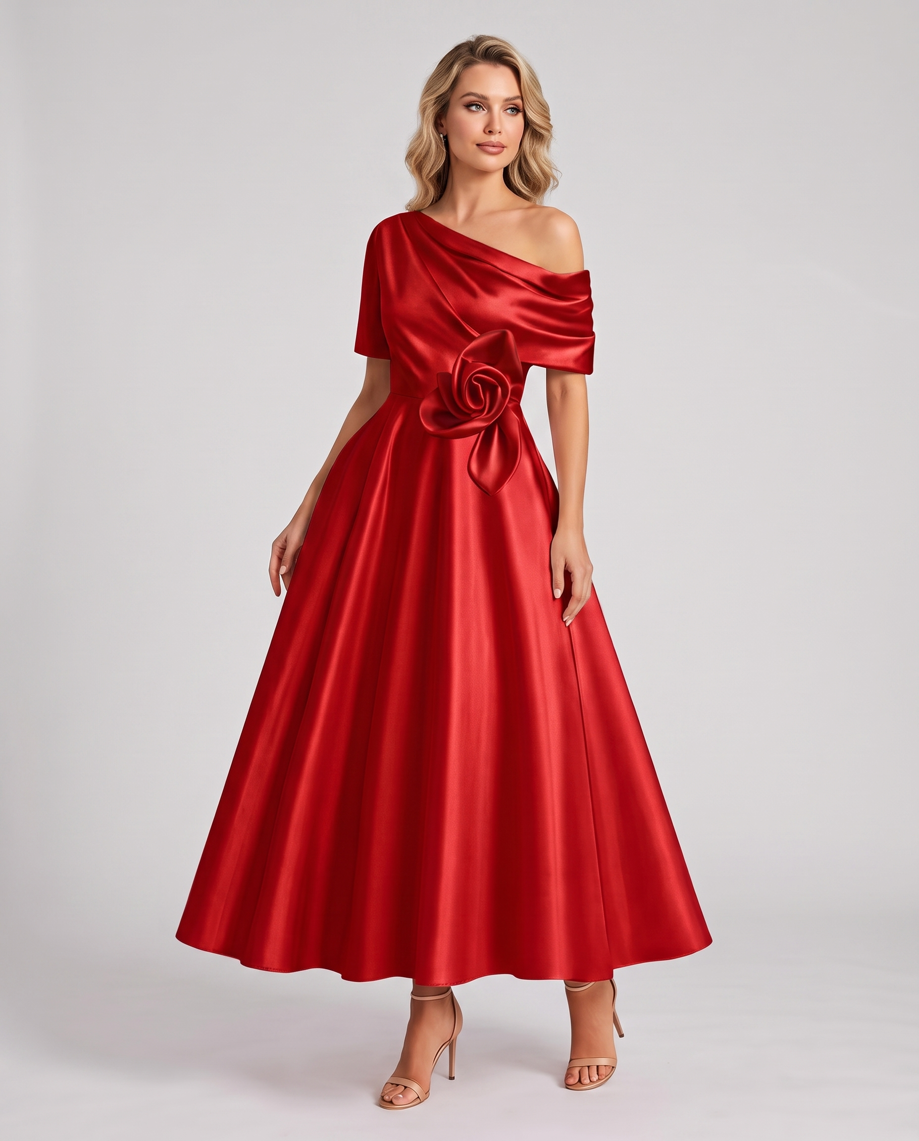 Elegant Collection | Floral Maxi Dress with One Shoulder Neckline | Flowing A-Line Silhouette for Formal Occasions 12