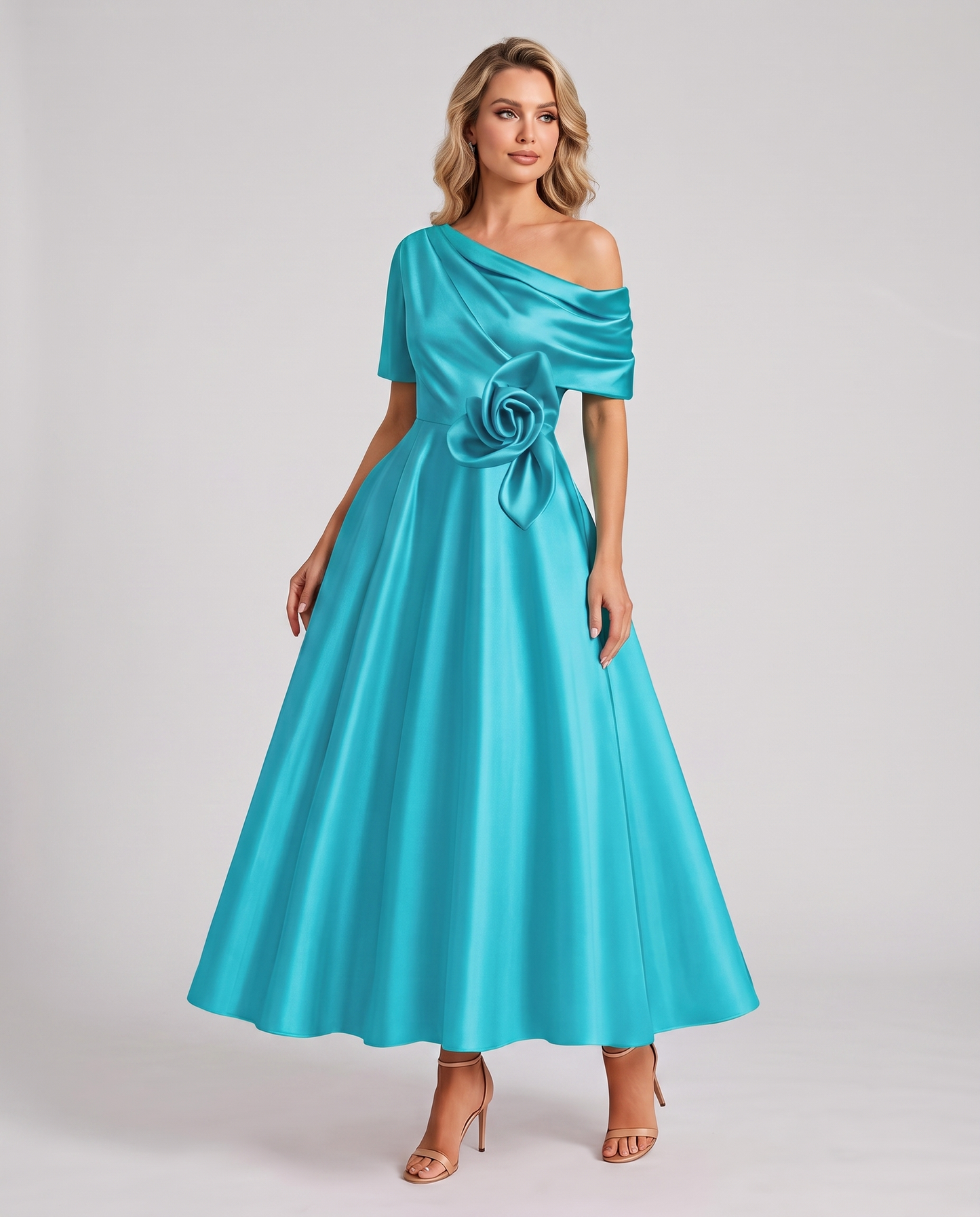 Elegant Collection | Floral Maxi Dress with One Shoulder Neckline | Flowing A-Line Silhouette for Formal Occasions 13