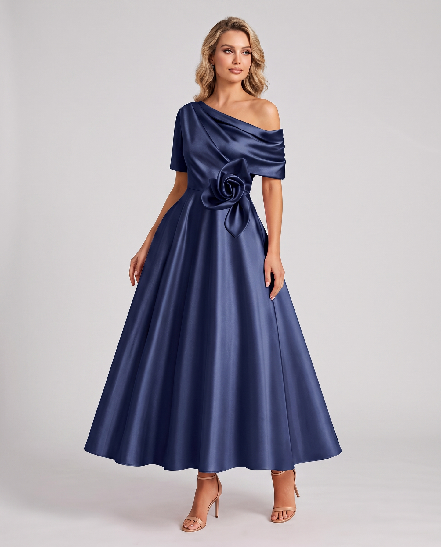 Elegant Collection | Floral Maxi Dress with One Shoulder Neckline | Flowing A-Line Silhouette for Formal Occasions 16