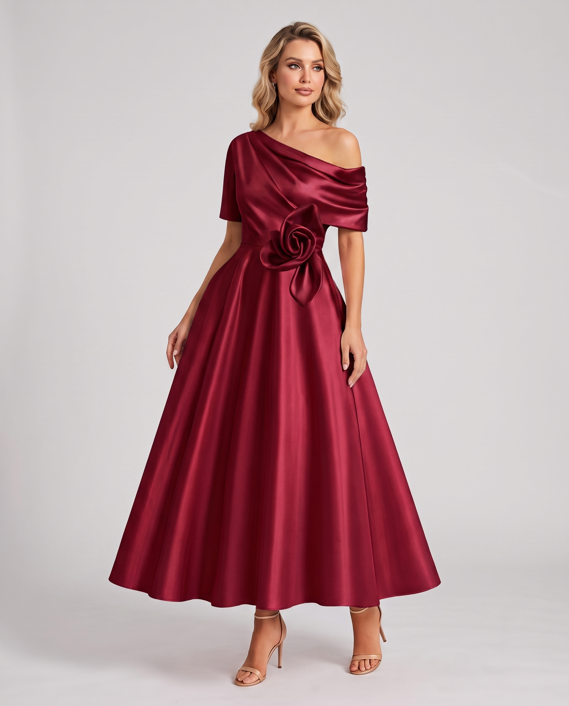 Elegant Collection | Floral Maxi Dress with One Shoulder Neckline | Flowing A-Line Silhouette for Formal Occasions 17