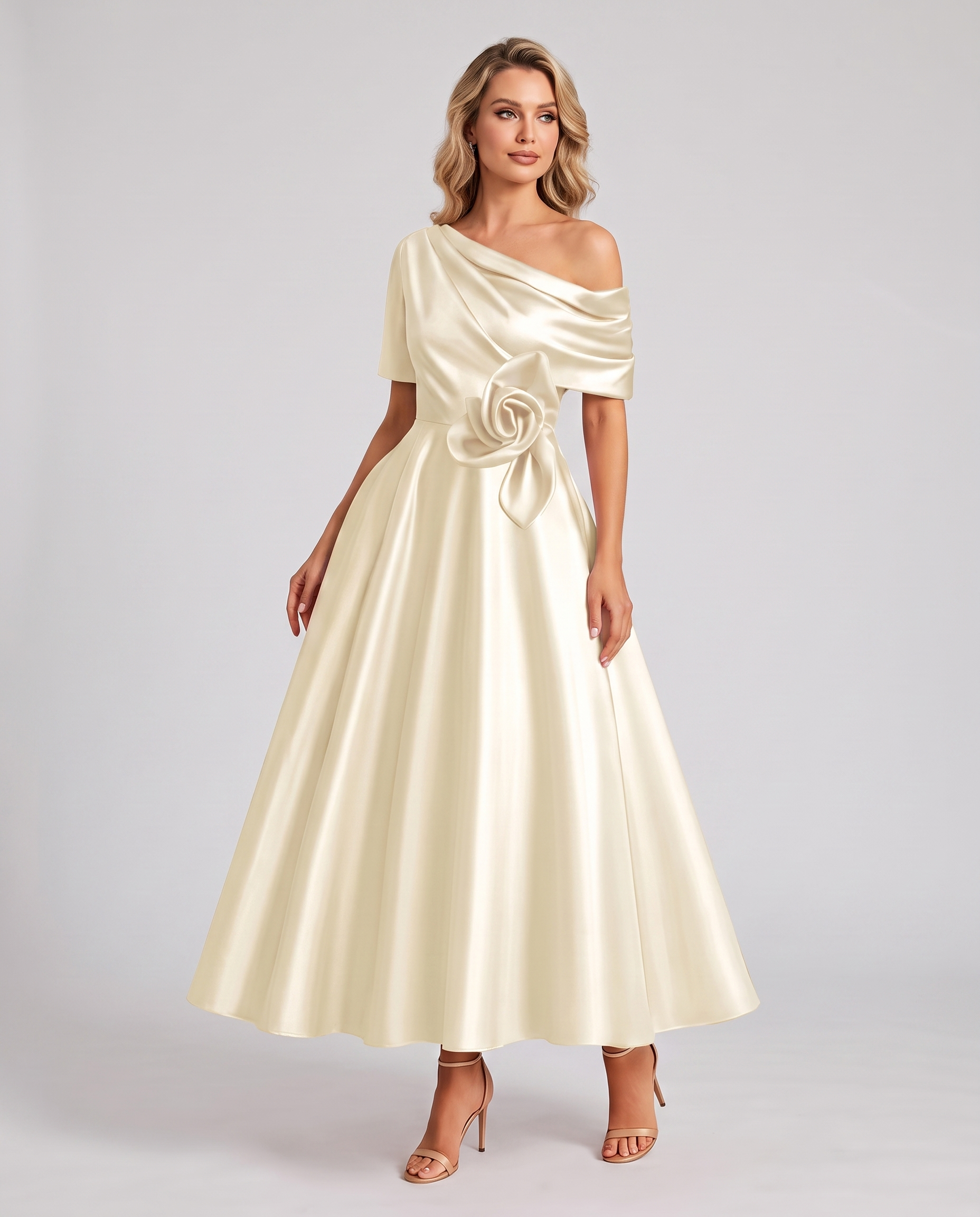 Elegant Collection | Floral Maxi Dress with One Shoulder Neckline | Flowing A-Line Silhouette for Formal Occasions 18