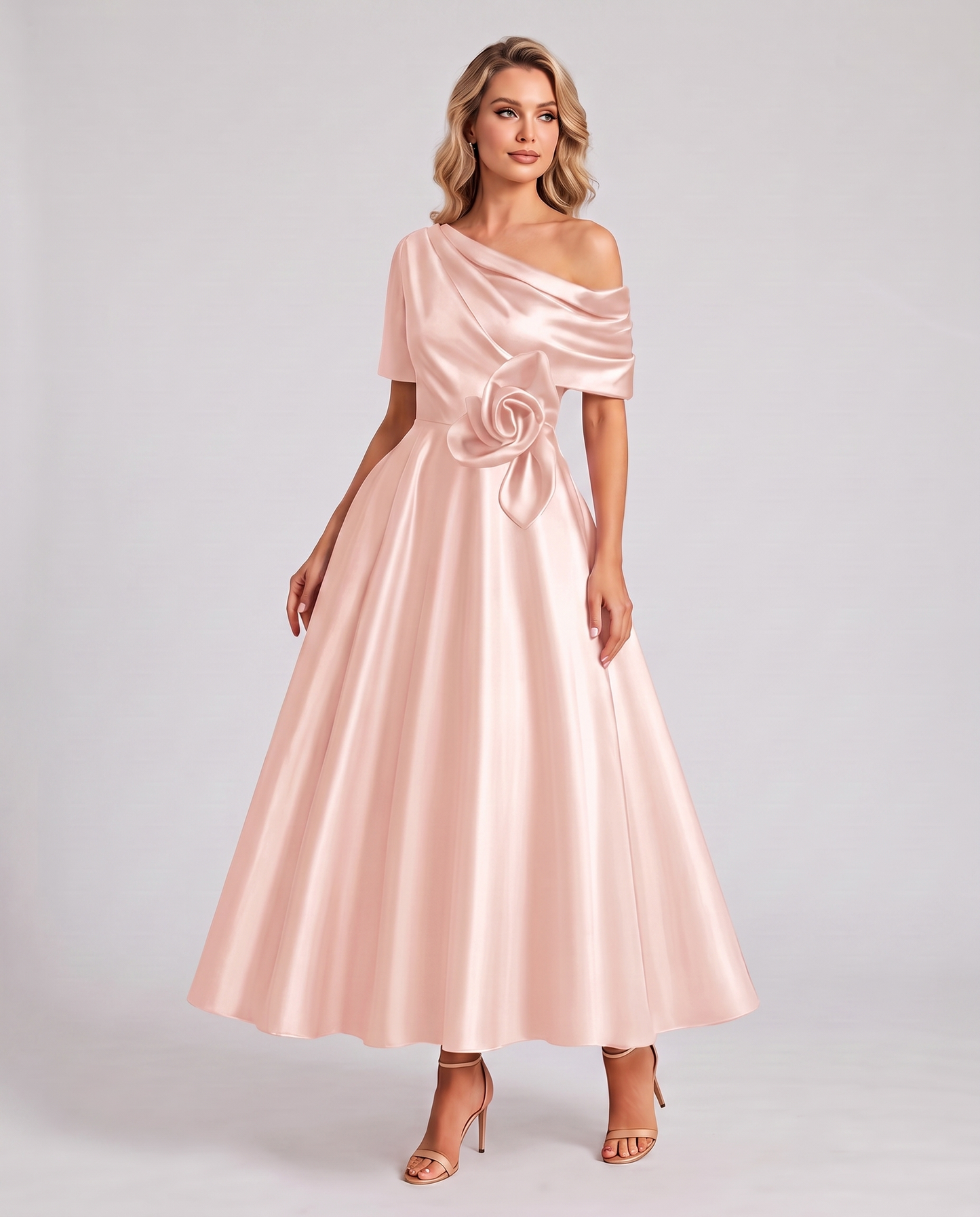 Elegant Collection | Floral Maxi Dress with One Shoulder Neckline | Flowing A-Line Silhouette for Formal Occasions 19