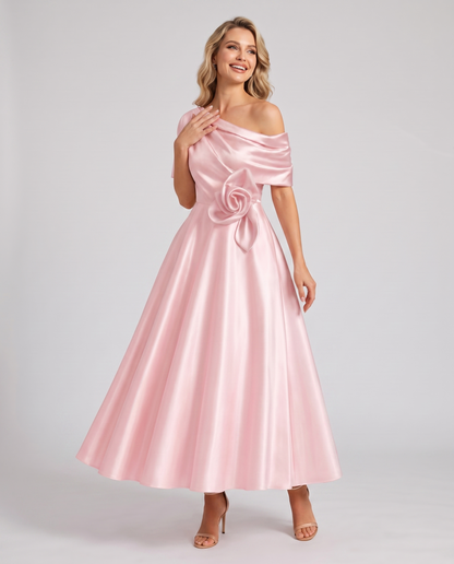 Elegant Collection | Floral Maxi Dress with One Shoulder Neckline | Flowing A-Line Silhouette for Formal Occasions 2