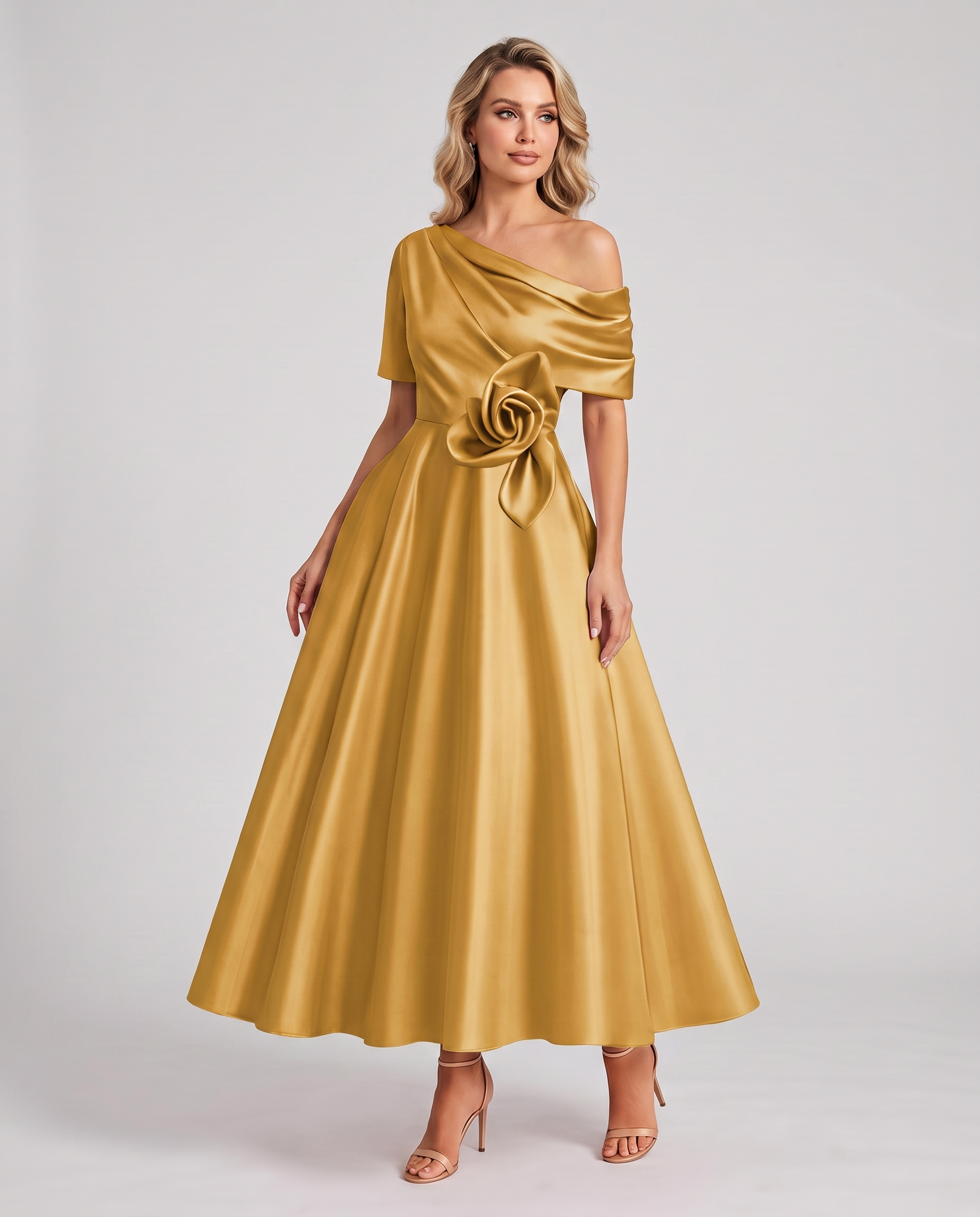 Elegant Collection | Floral Maxi Dress with One Shoulder Neckline | Flowing A-Line Silhouette for Formal Occasions 20