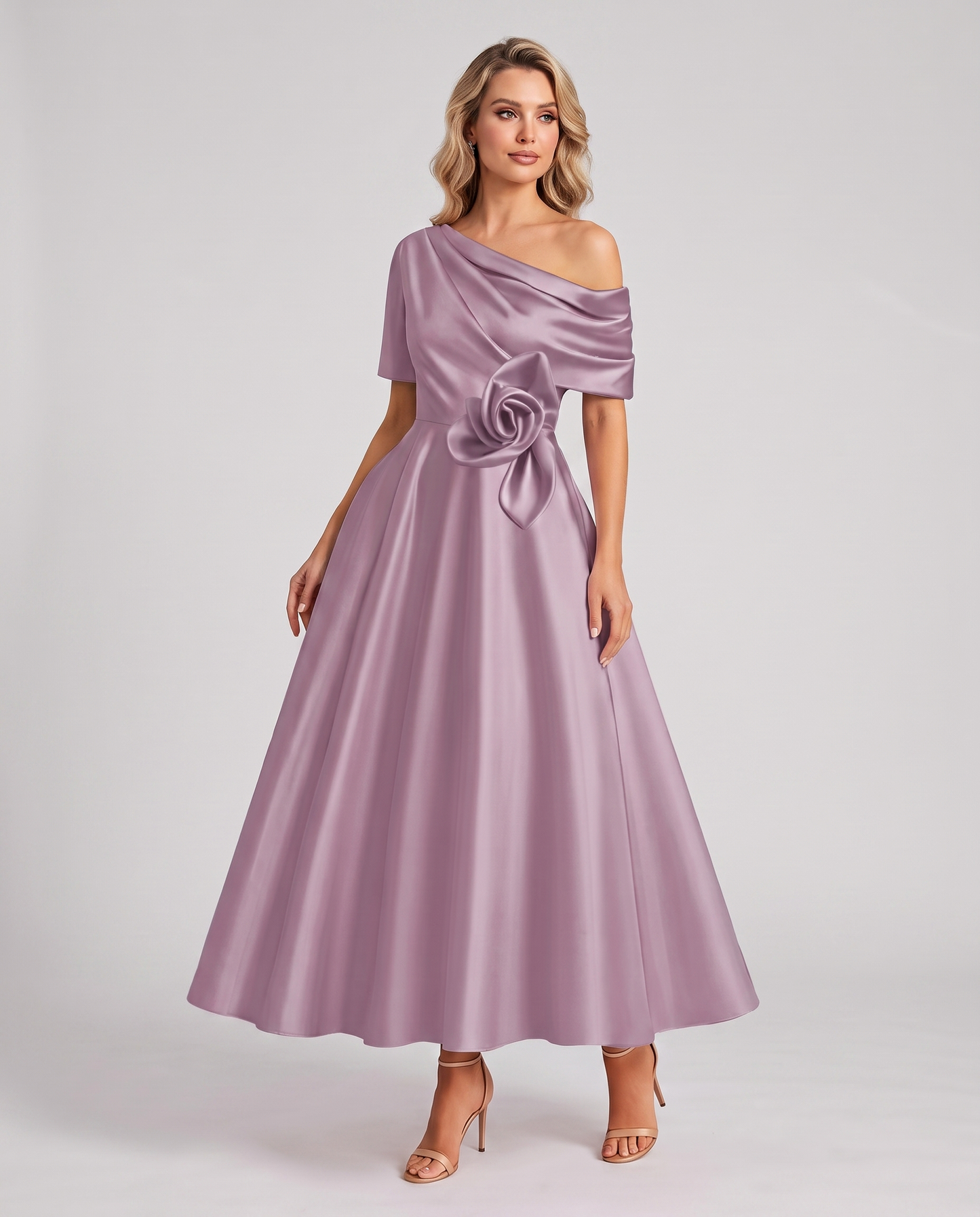 Elegant Collection | Floral Maxi Dress with One Shoulder Neckline | Flowing A-Line Silhouette for Formal Occasions 21