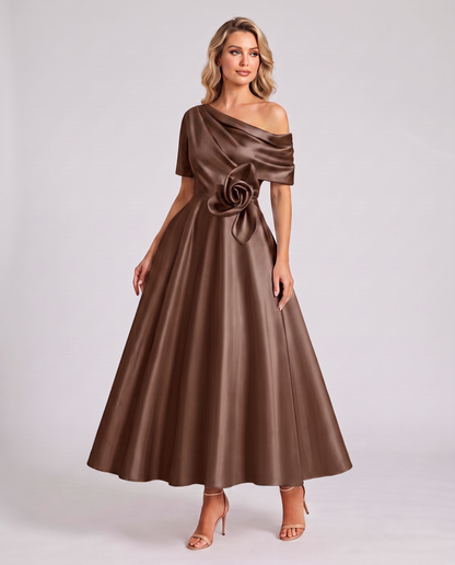 Elegant Collection | Floral Maxi Dress with One Shoulder Neckline | Flowing A-Line Silhouette for Formal Occasions 22