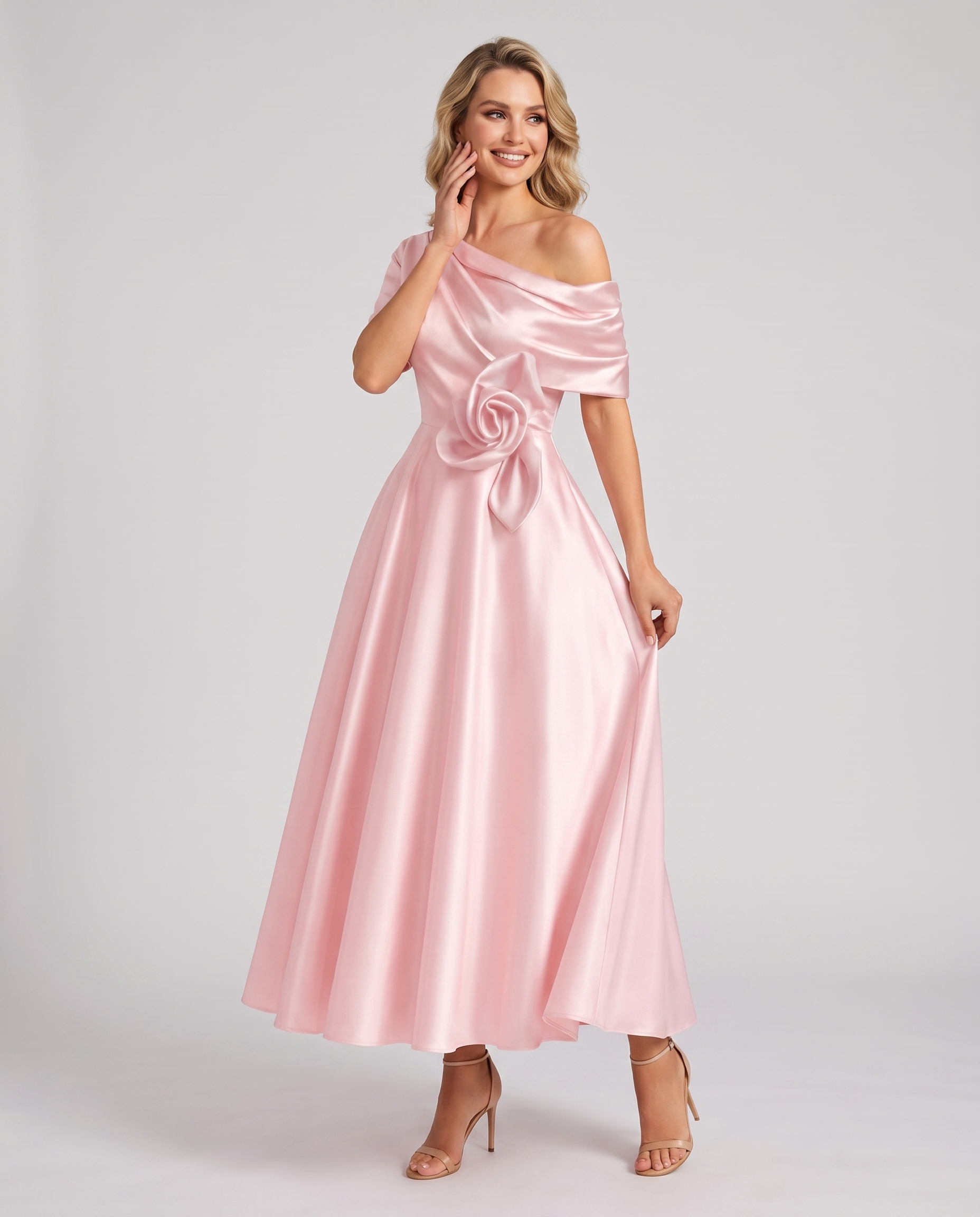 Elegant Collection | Floral Maxi Dress with One Shoulder Neckline | Flowing A-Line Silhouette for Formal Occasions 3
