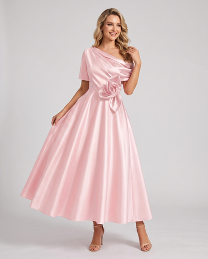 Elegant Collection | Floral Maxi Dress with One Shoulder Neckline | Flowing A-Line Silhouette for Formal Occasions 4