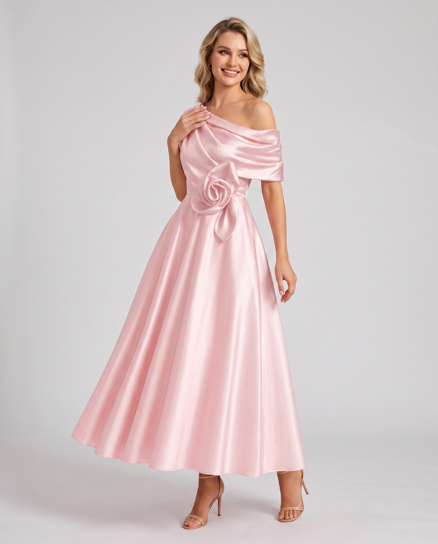 Elegant Collection | Floral Maxi Dress with One Shoulder Neckline | Flowing A-Line Silhouette for Formal Occasions 5