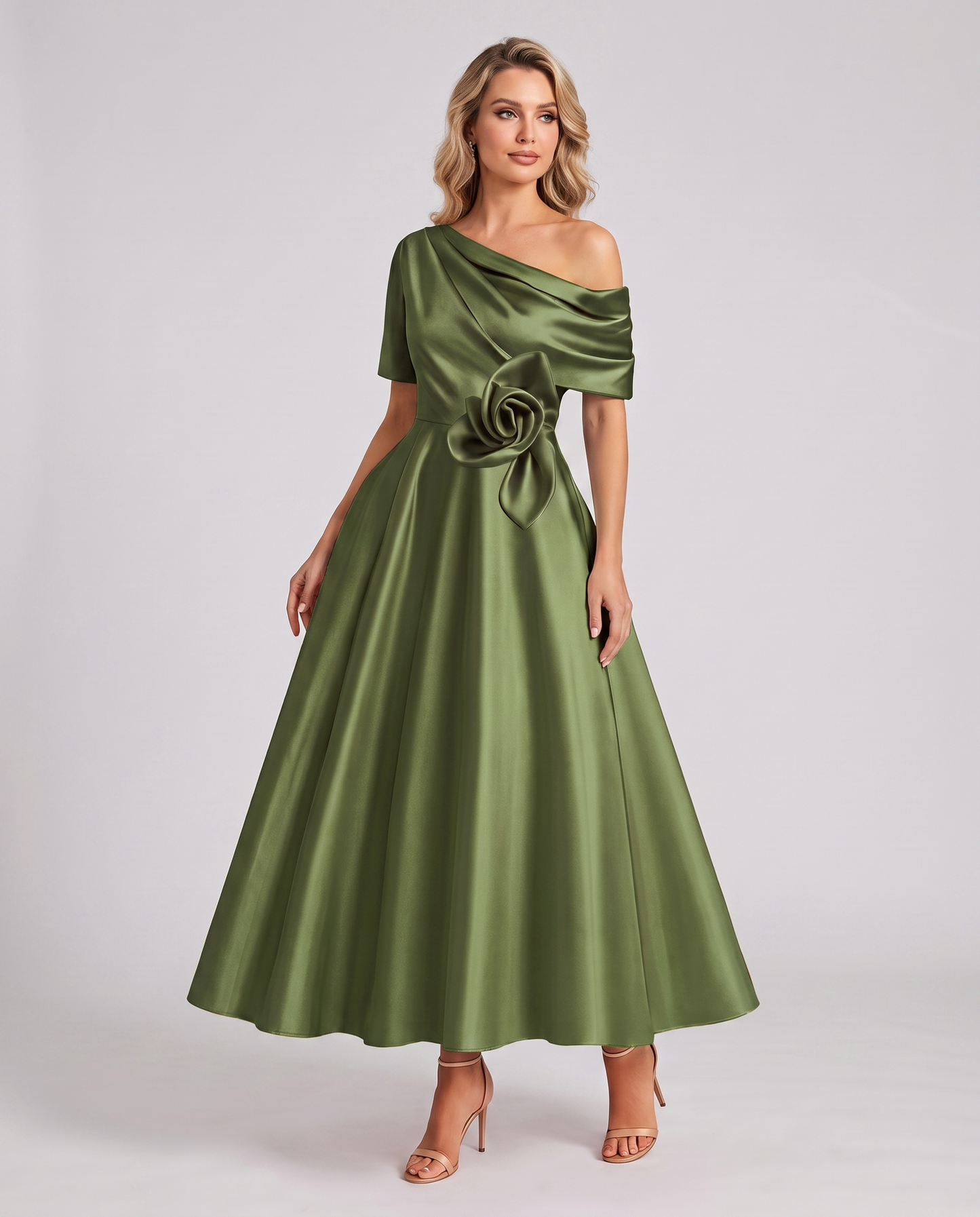 Elegant Collection | Floral Maxi Dress with One Shoulder Neckline | Flowing A-Line Silhouette for Formal Occasions 8