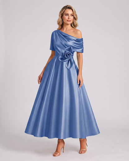 Elegant Collection | Floral Maxi Dress with One Shoulder Neckline | Flowing A-Line Silhouette for Formal Occasions 9