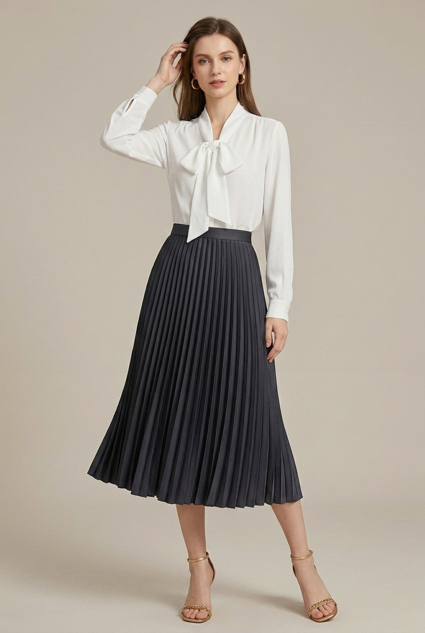 Elegant Collection | Pleated Midi Skirt with High Waist Design | Timeless Style for Effortless Elegance 3