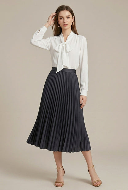 Elegant Collection | Pleated Midi Skirt with High Waist Design | Timeless Style for Effortless Elegance 3