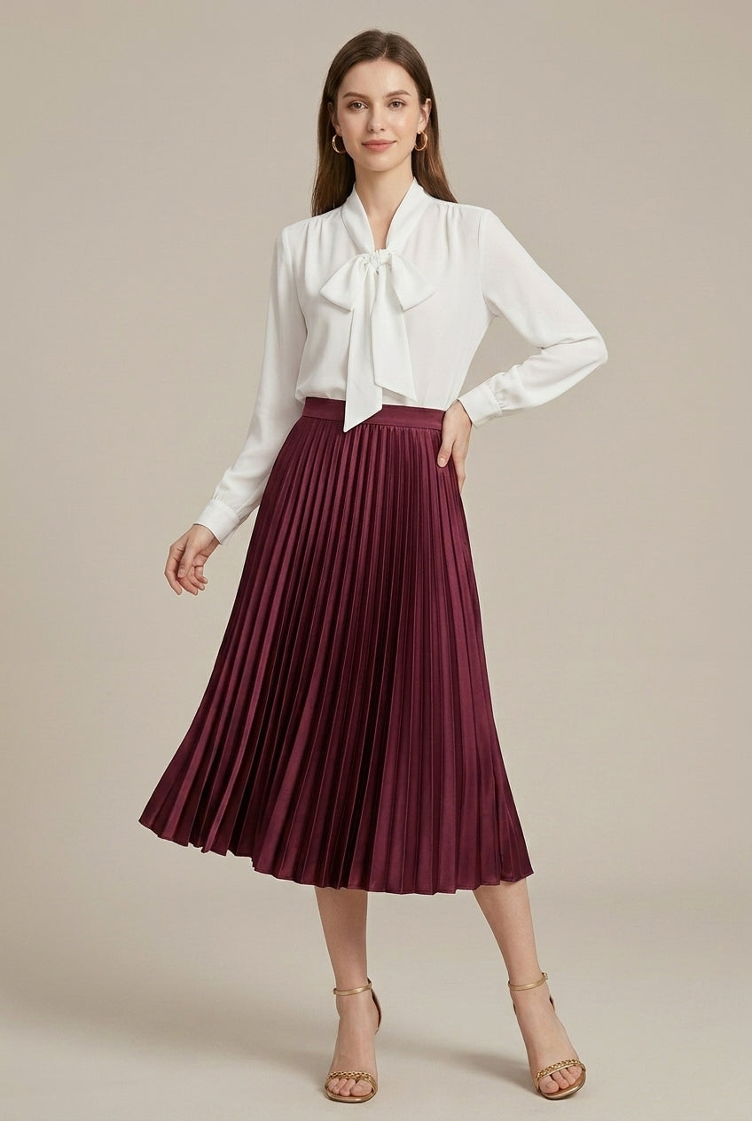 Elegant Collection | Pleated Midi Skirt with High Waist Design | Timeless Style for Effortless Elegance 4
