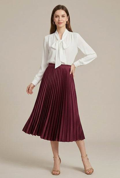 Elegant Collection | Pleated Midi Skirt with High Waist Design | Timeless Style for Effortless Elegance 4