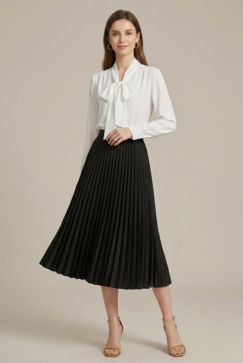 Elegant Collection | Pleated Midi Skirt with High Waist Design | Timeless Style for Effortless Elegance 5