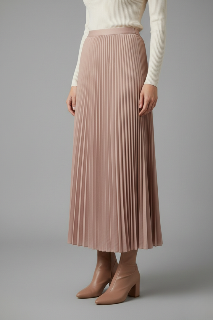 Elegant Collection | Women's Maxi Skirt with Elastic Waistband | Pleated A-Line Design for Effortless Style 4