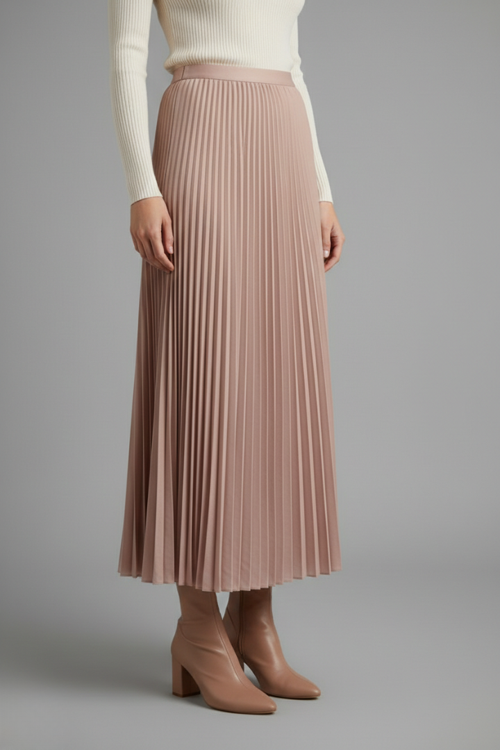 Elegant Collection | Women's Maxi Skirt with Elastic Waistband | Pleated A-Line Design for Effortless Style 5