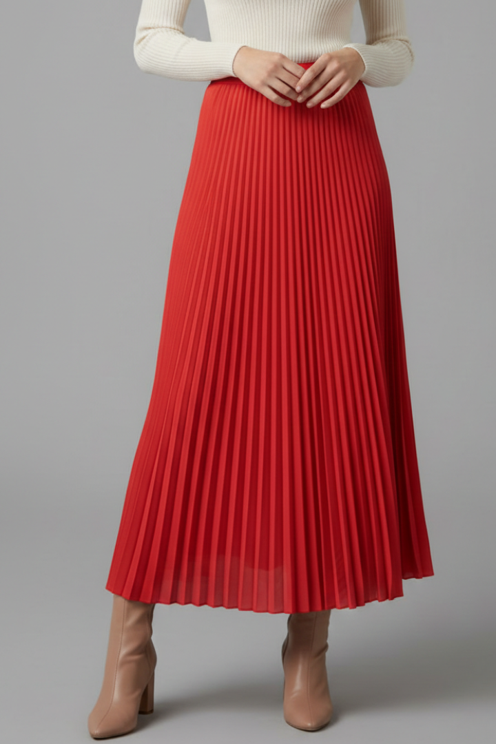 Elegant Collection | Women's Maxi Skirt with Elastic Waistband | Pleated A-Line Design for Effortless Style 6