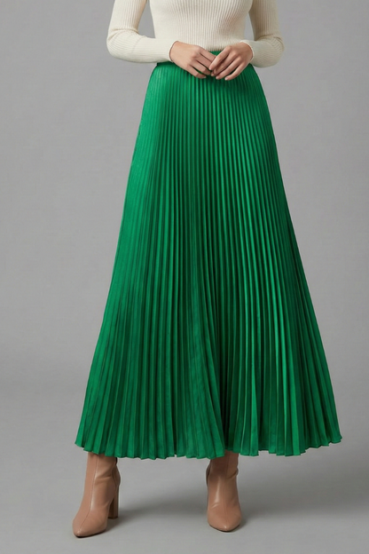 Elegant Collection | Women's Maxi Skirt with Elastic Waistband | Pleated A-Line Design for Effortless Style 8